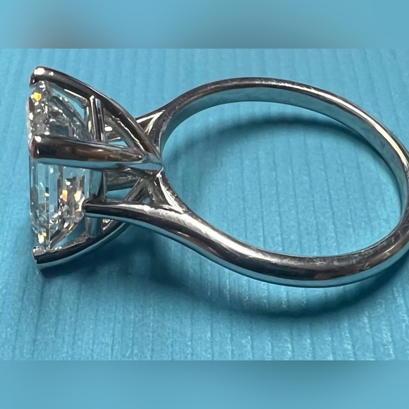 3.46 Lab grown diamond emerald cut 14k white gold engagement ring - Picture 7 of 11